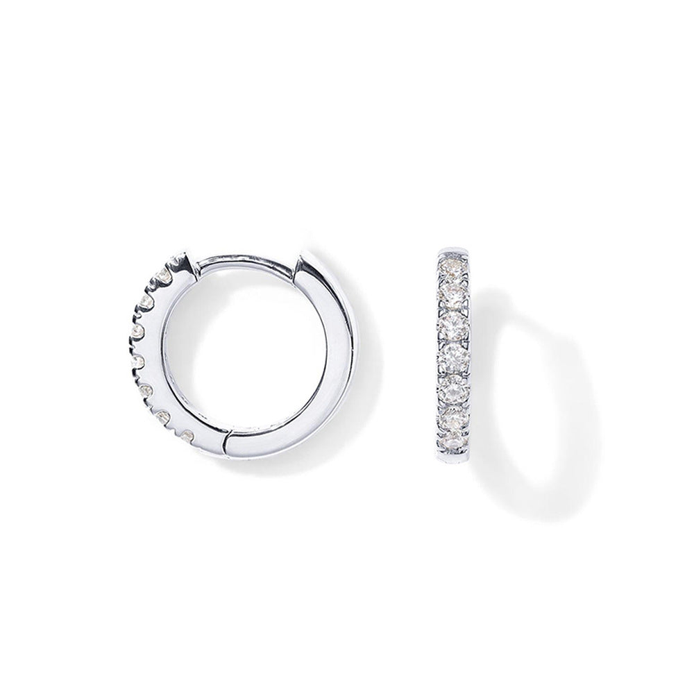 Copper-plated genuine gold round zirconia earrings