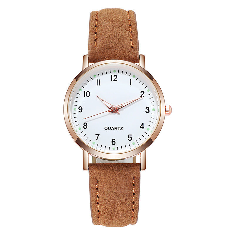 Ladies' quartz watch with brushed leather