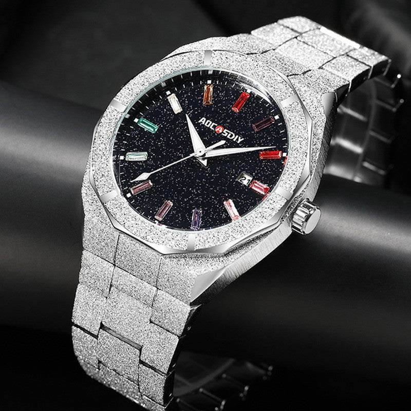 Full diamond luxury oak men's watch