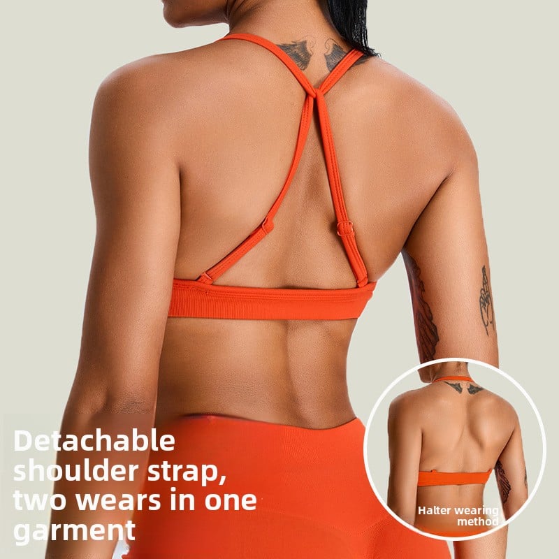 Seamless Sports Bra Women's Breathable Yoga Top Cross-Back Fitness Shirt