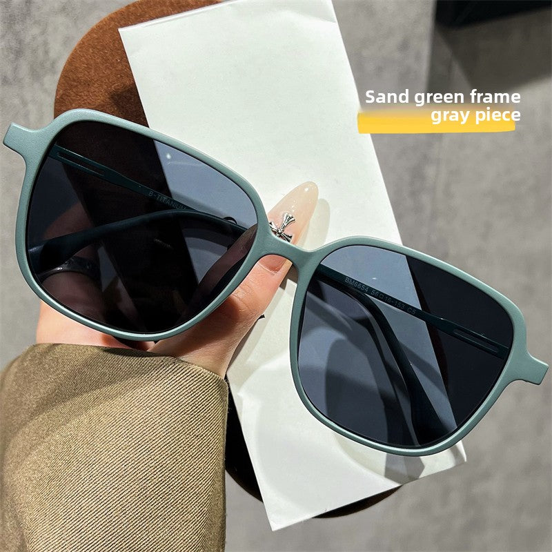 Ultra-light pure titanium plastic steel large-frame sunglasses
