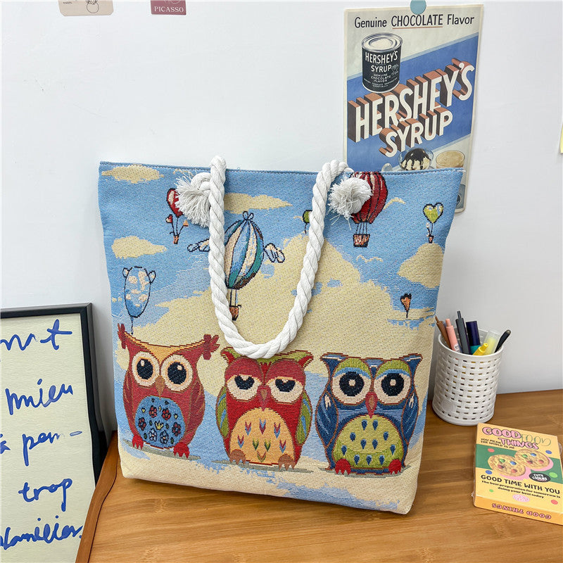 Canvas shoulder bag, simple tote bag for tutoring/study