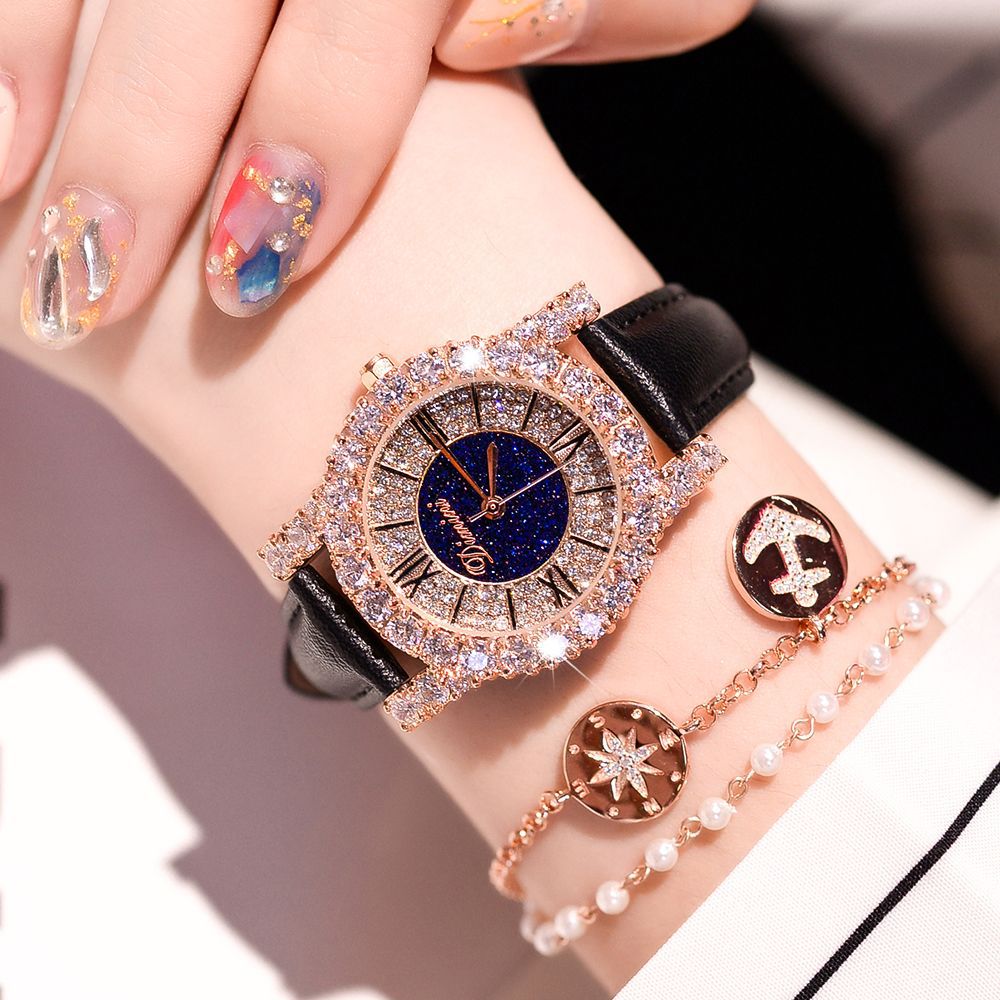 Diamond Starry Sky Women's Leather Strap Watch