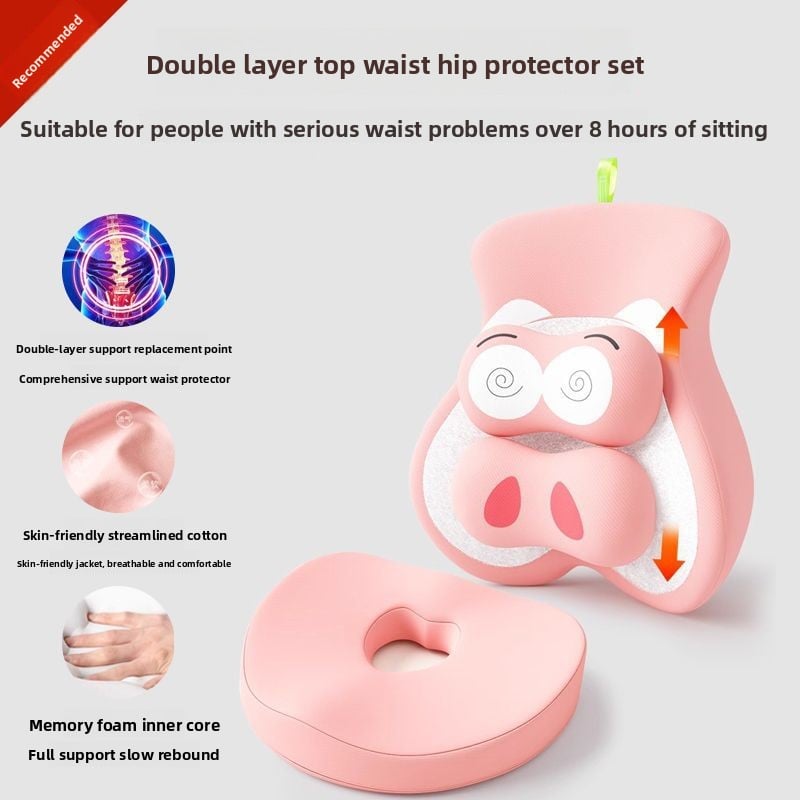 Ergonomic Memory Foam Back Support Cushion for Office Chair