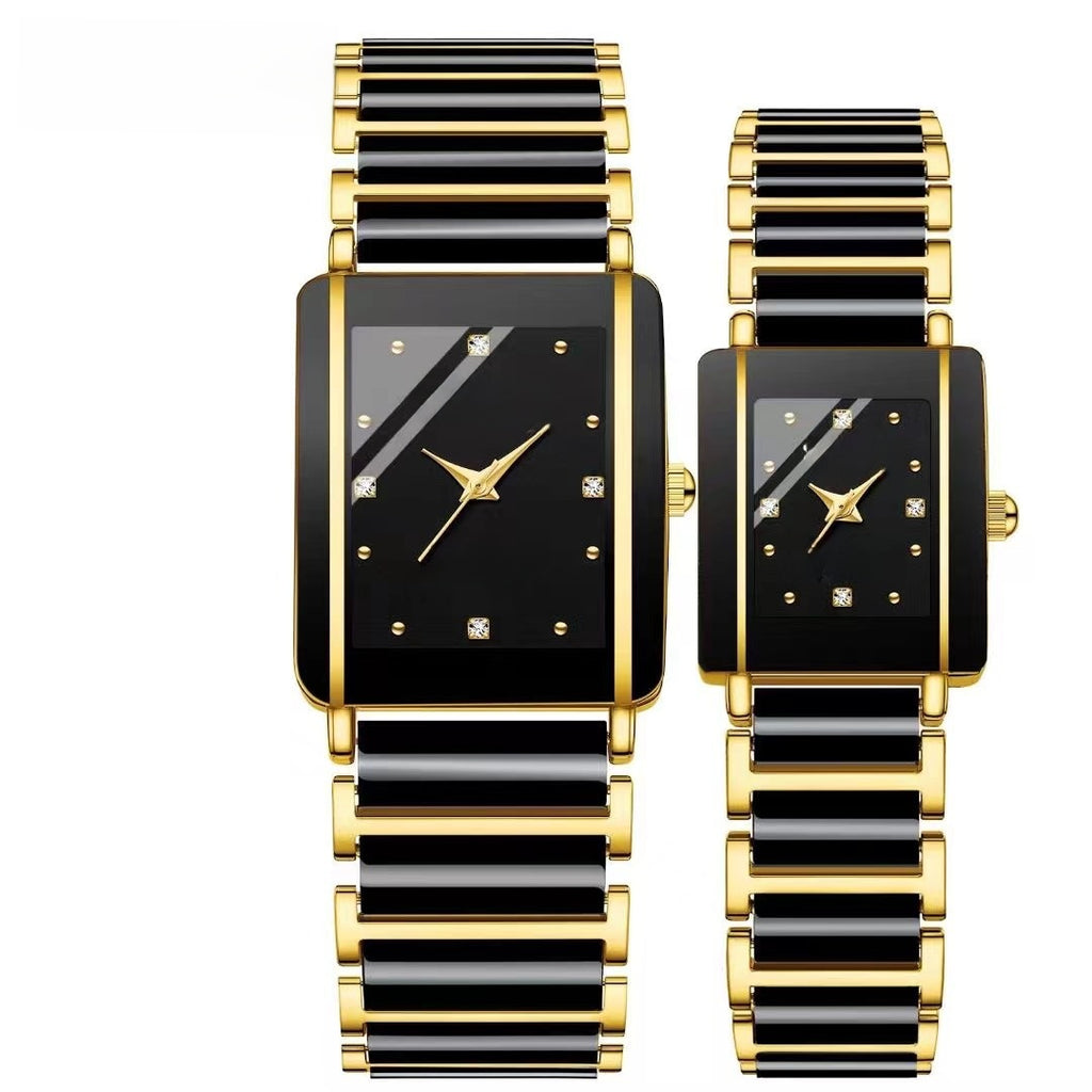 CHENXI Square Couple Watch with Ceramic Strap