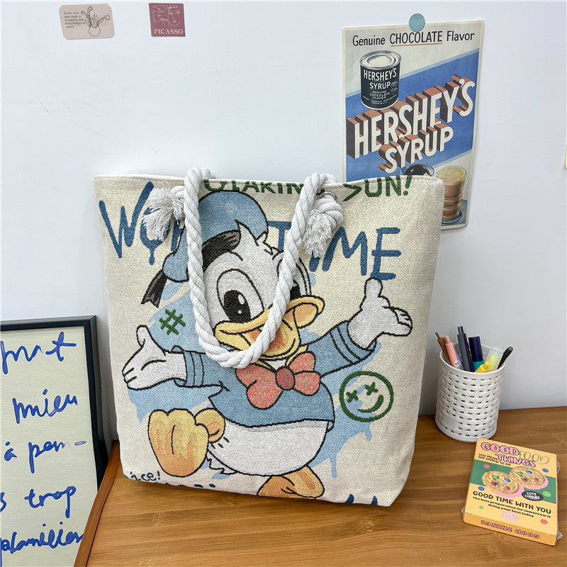 Canvas shoulder bag, simple tote bag for tutoring/study