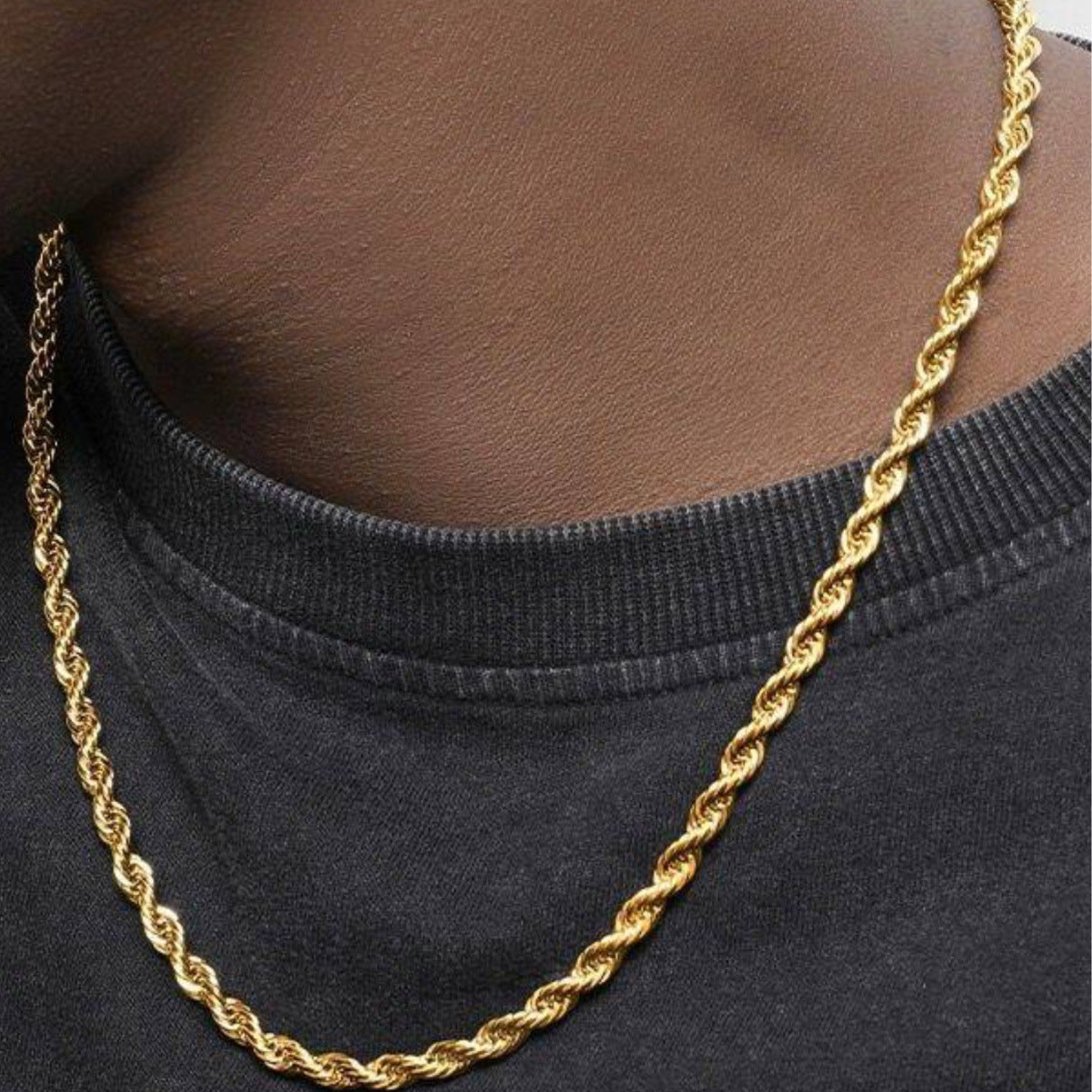 Fashionable stainless steel thick necklace and twisted long necklace