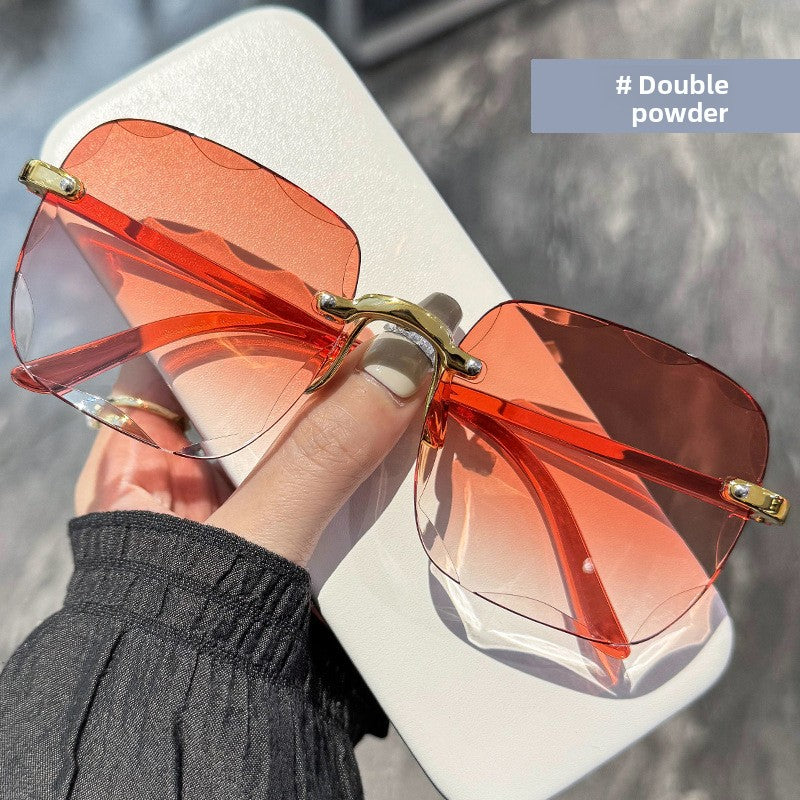 Frameless beveled sunglasses