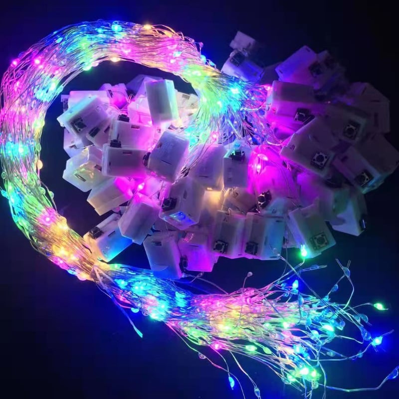 Led Copper Wire String Lights Three-gear LED Small White Box String Lights Express Gift Box Wave Ball Decorative Atmosphere Layout