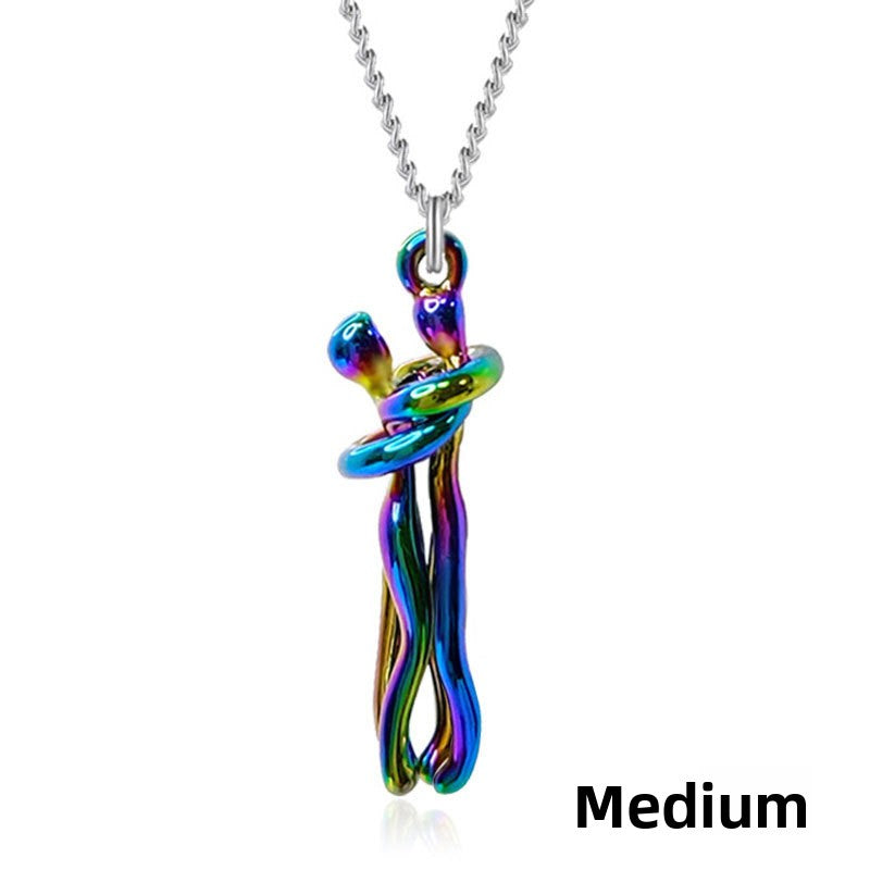 Couple Embrace Pendant Necklace