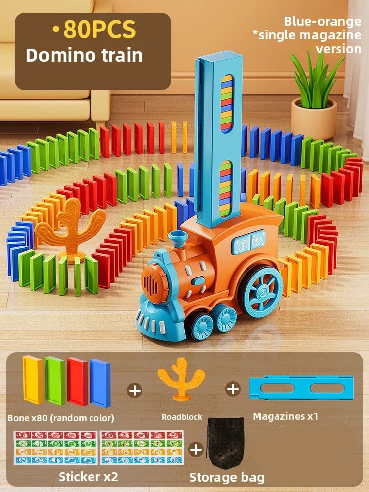 Children's automatic domino distribution train toy