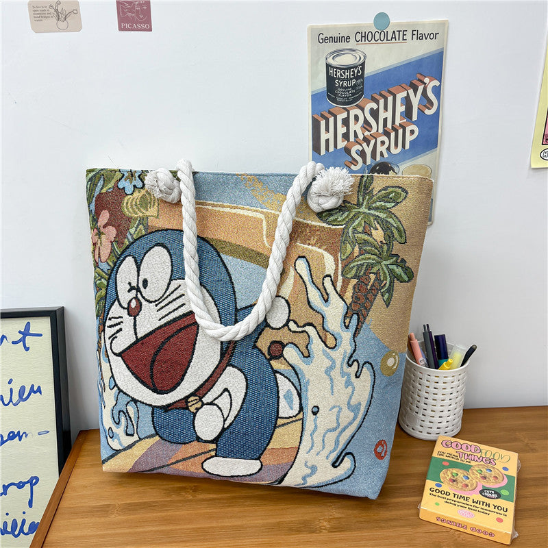 Canvas shoulder bag, simple tote bag for tutoring/study