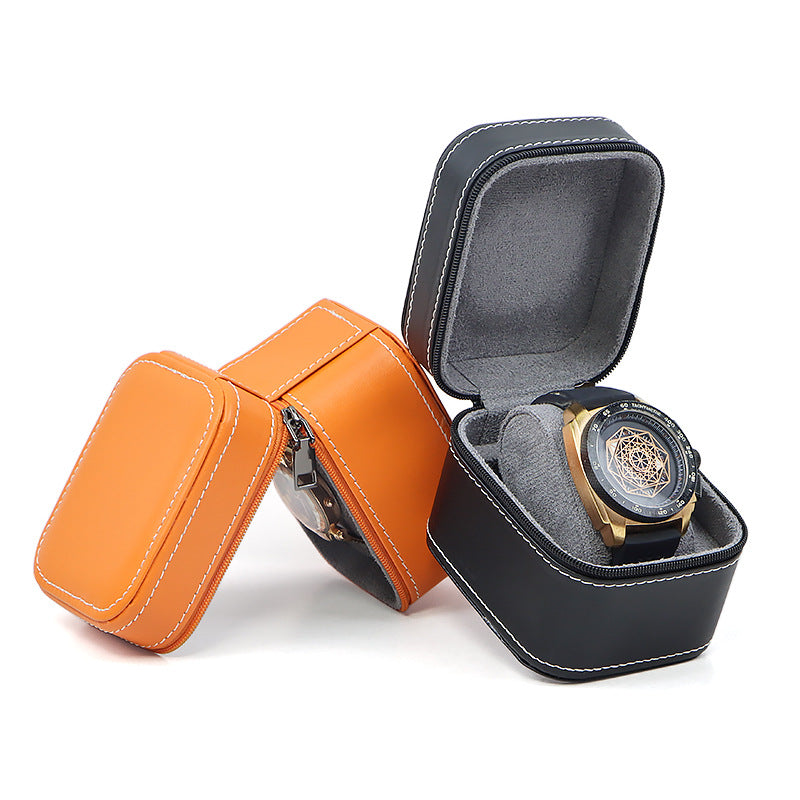 Advanced sense PU car line watch box business pocket watch watch portable zipper fashion jewelry box storage cross-border