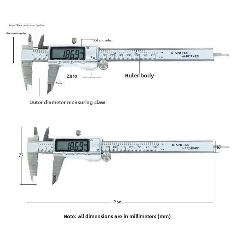 Stainless steel vernier caliper
