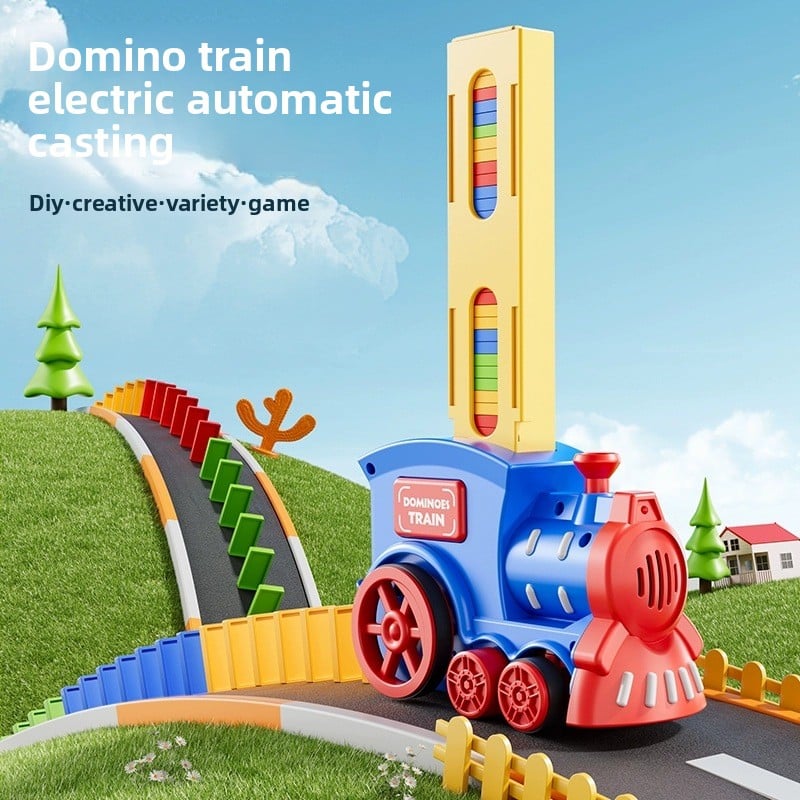 Children's automatic domino distribution train toy