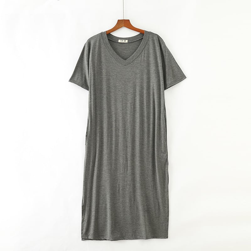 Women's V-Neck Modal Long Dress with Side Split